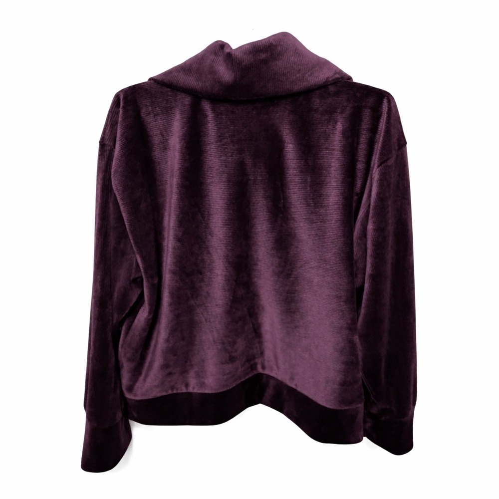Halston Velour Lounge Set XL Purple 2pc Tracksuit Gold Zip Soft Cozy Womens - Picture 3 of 13